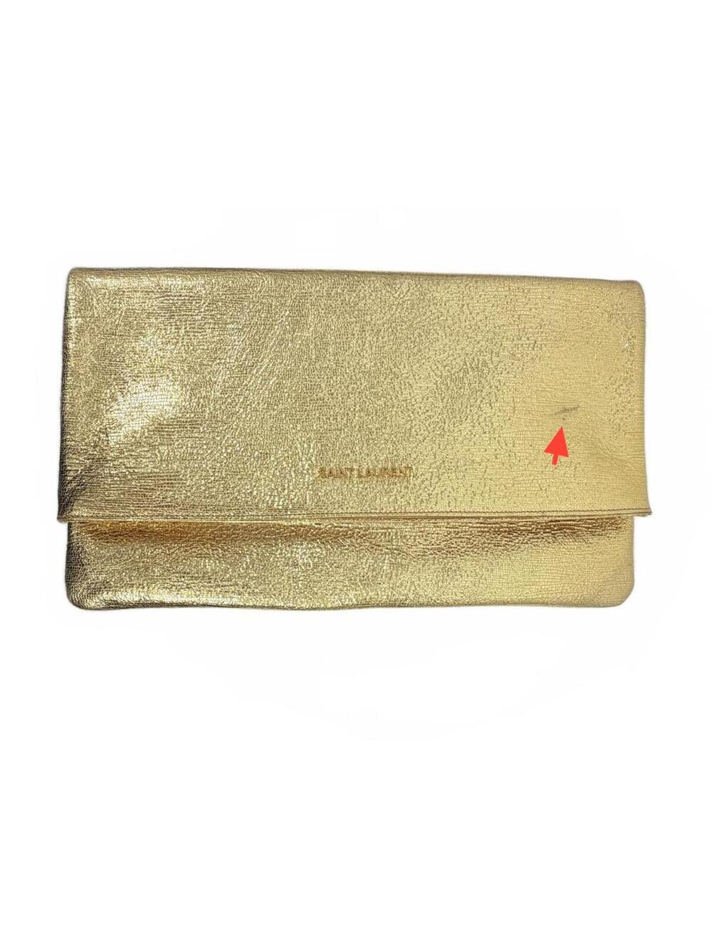 Saint Laurent Gold Metallic Leather Foldover Clutch Bag - Grained Calfskin - Picture 5 of 14